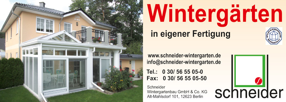 Schneider Wintergartenbau Anzeige