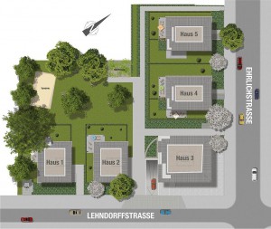 Lageplan der fünf Stadtvillen Foto: Helma Wohnungsbau GmbH
